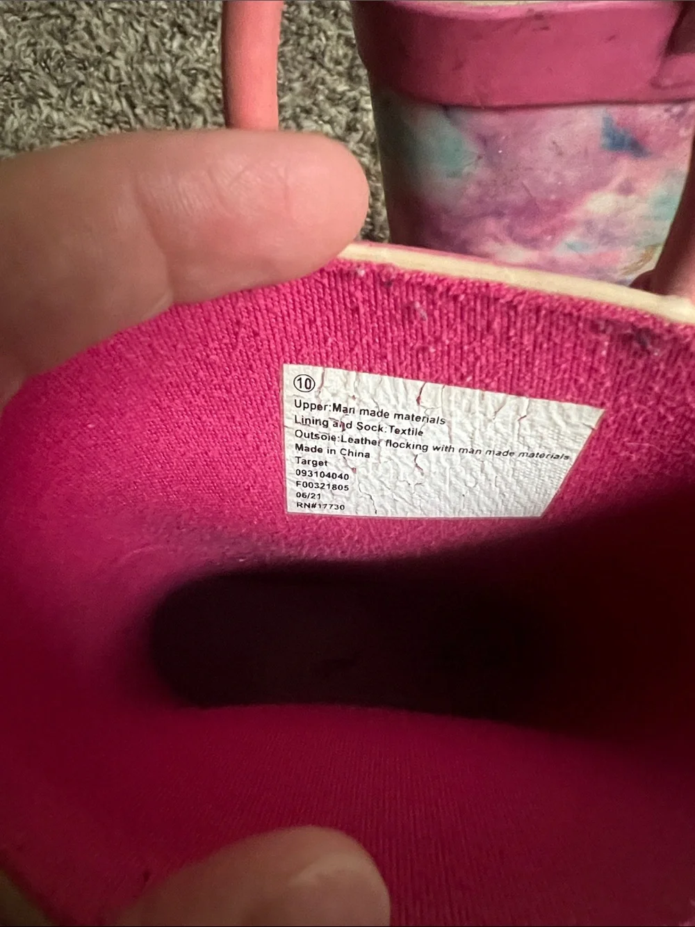 Target Kids Pink Tie-Dye Rain & Snow Boots with Pull Handles